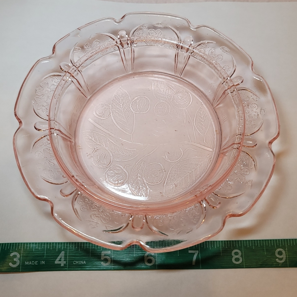 0825.  Jeannette Glass Cherry Blossom ~ Pink Depression Glass ~ Cherry ~ Dish ~ - Picture 7 of 9